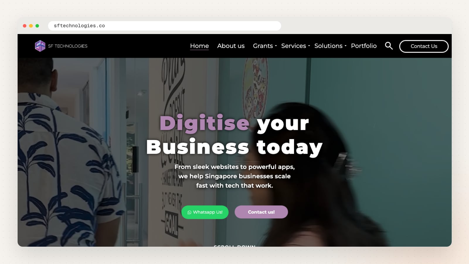 SF Technologies website homepage