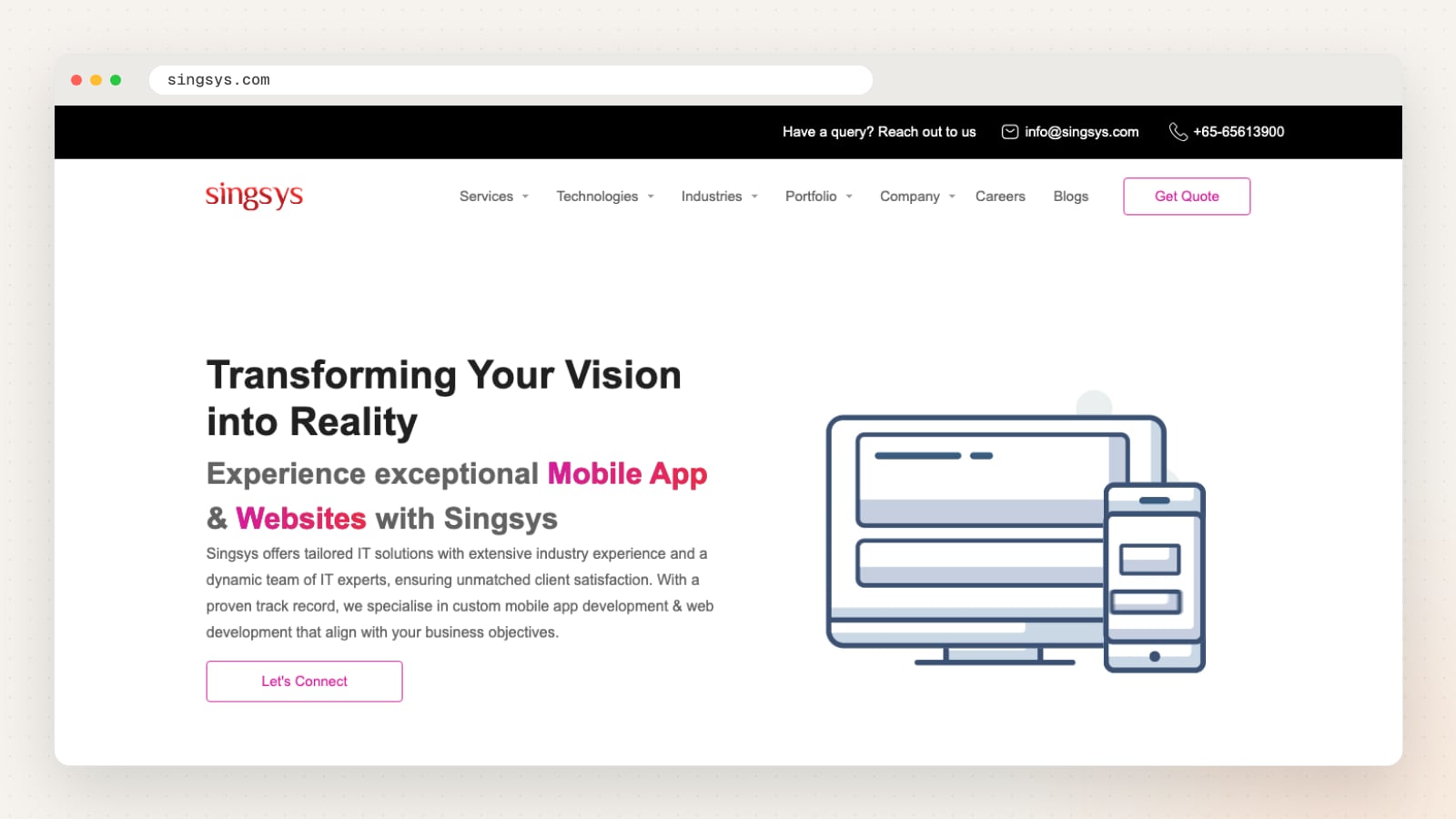 Singsys website homepage
