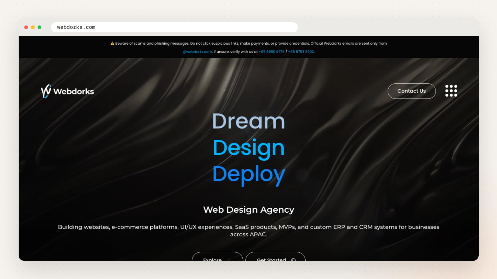 Webdorks website homepage