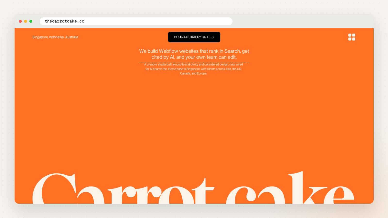 The Carrot Cake Studio website homepage