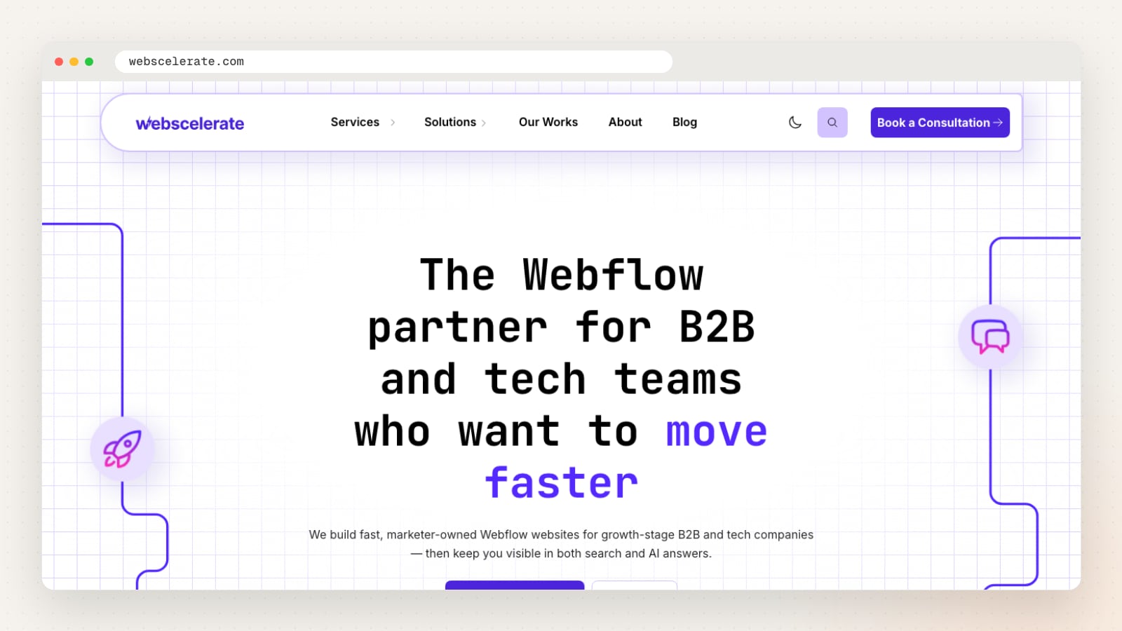 Webscelerate website homepage