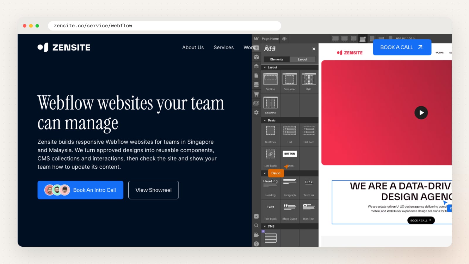 Zensite Webflow development page (zensite.co/service/webflow)