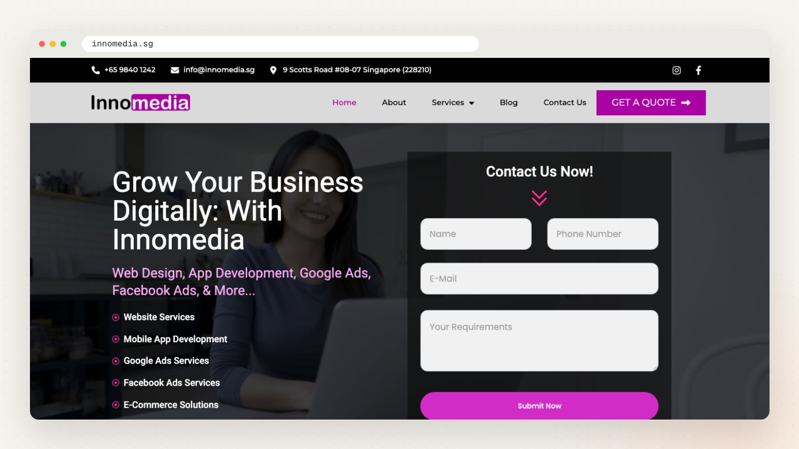 Innomedia Technologies website homepage