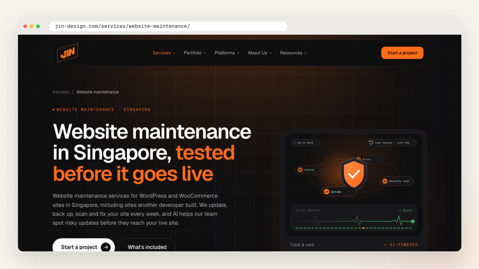 JIN Design Website maintenance services