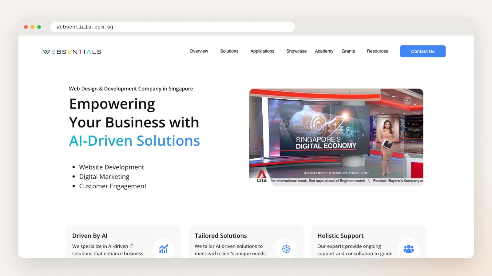 Websentials website homepage