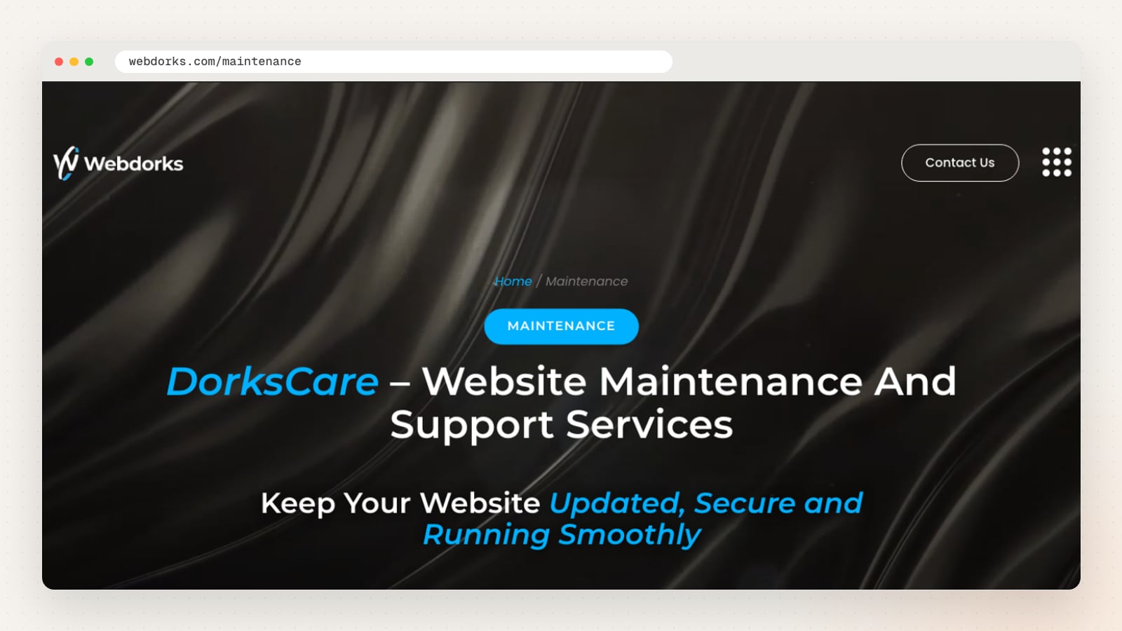 Webdorks maintenance page (webdorks.com/maintenance)
